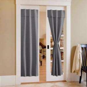 imageNICETOWN Door Curtains for Kitchen Short Blackout Curtains 72 inch Long Self Adhesive Portable Window Cover for Front French Door Adjustable Shade for Glass 1 PC 26quot W x 72quot L GreyGrey