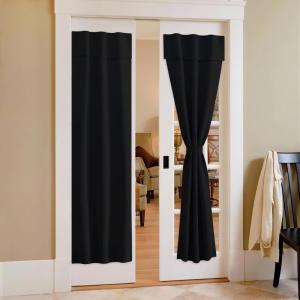 imageNICETOWN Door Curtains for Kitchen Short Blackout Curtains 72 inch Long Self Adhesive Portable Window Cover for Front French Door Adjustable Shade for Glass 1 PC 26quot W x 72quot L GreyBlack