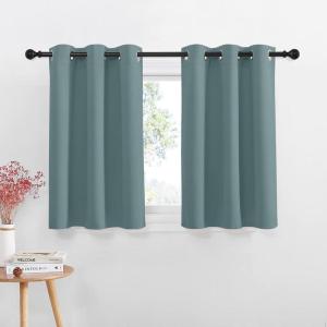 imageNICETOWN Farmhouse Blackout Curtains for RV Kitchen Basement Thermal Insulated Grommet Small Window Curtain for Bathroom Cabinet42 Inch Wide by 36 Inches Long 2 Panels Greyish Blue