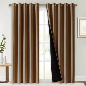 imageNICETOWN Full Shade Curtain Panels 62 x 84 inch Gold Brown Pair of Energy Smart ampamp Noise Blocking Out Blackout Drapes for Dining Room Window Thermal Insulated Guest Room Lined Window Dressing