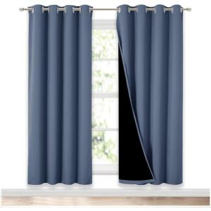 imageNICETOWN Full Shade Curtain Panels 72 inches Long Pair of Energy Smart ampamp Noise Blocking Out Blackout Drapes for Guest Room Window Thermal Insulated Lined Window Dressing Stone Blue 52x72