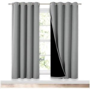 imageNICETOWN Full Shade Curtain Panels Pair of Energy Smart ampamp Noise Blocking Out Blackout Drapes for Dining Room Window Thermal Insulated Guest Room Lined Window DressingSilver Grey 52 x 72 inch