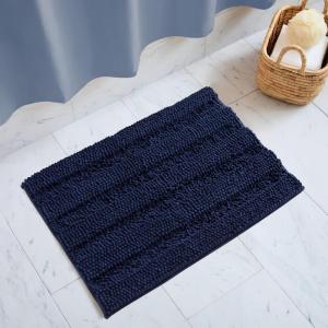 imageNICETOWN Grey Bathroom Rug Extra Thick Indoor Outdoor Durable Doormat for Bathroom AntiSlip Soft Plush Chenille Shaggy Bath Mat Living Room Bedroom Mat Water Absorbent Floor Carpet 47 x 24Navy