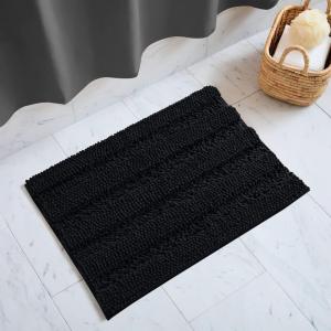 imageNICETOWN Grey Bathroom Rug Extra Thick Indoor Outdoor Durable Doormat for Bathroom AntiSlip Soft Plush Chenille Shaggy Bath Mat Living Room Bedroom Mat Water Absorbent Floor Carpet 47 x 24Black