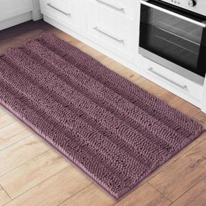 imageNICETOWN Grey Bathroom Rug Extra Thick Indoor Outdoor Durable Doormat for Bathroom AntiSlip Soft Plush Chenille Shaggy Bath Mat Living Room Bedroom Mat Water Absorbent Floor Carpet 47 x 24Greyish Purple