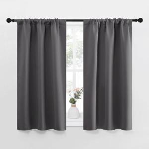 imageNICETOWN Grey Window Curtains for Bedroom  Home Decoration Thermal Insulated Rod Pocket Blackout Blinds ampamp Drapes for Small Windows Gray 2 Panels W34 x L45 Inch