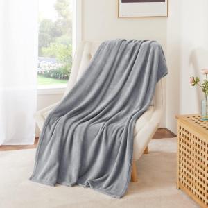imageNICETOWN King Size Warm Sherpa Fleece Blanket Comfort Dual Sided Super Soft Fleece Throw Blanket for Bed Ultra Comfy Fuzzy Reversible Thick for Winter 90quot x 108quot OrangeLight Grey