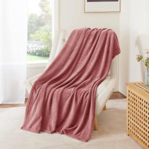 imageNICETOWN King Size Warm Sherpa Fleece Blanket Comfort Dual Sided Super Soft Fleece Throw Blanket for Bed Ultra Comfy Fuzzy Reversible Thick for Winter 90quot x 108quot OrangeDusty Pink