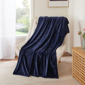 imageNICETOWN King Size Warm Sherpa Fleece Blanket Comfort Dual Sided Super Soft Fleece Throw Blanket for Bed Ultra Comfy Fuzzy Reversible Thick for Winter 90quot x 108quot OrangeNavy Blue