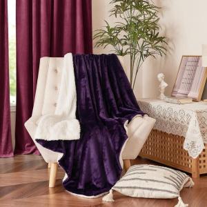 imageNICETOWN King Size Warm Sherpa Fleece Blanket Comfort Dual Sided Super Soft Fleece Throw Blanket for Bed Ultra Comfy Fuzzy Reversible Thick for Winter 90quot x 108quot OrangeSherpa  Fleece  Purple