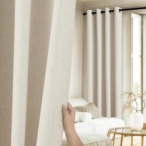 imageNICETOWN Natural 100 Blackout Linen Curtains 84 inch Long Burg for Living Room 2 Panels 52quot Wide Farmhouse Thick Completely Blackout Window Treatment Thermal Insulated Warm Drapes for Winter