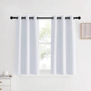 imageNICETOWN Room Darkening Curtain Panels 2 Panels 34 by 40 Greyish White Window Treatment Thermal Insulated Grommet Light Blocking Curtains Drapes for BedroomHome Office
