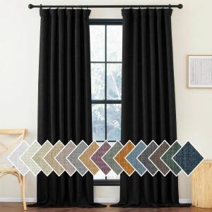 imageNICETOWN Room Darkening Patio Curtains for Sliding Door Hook BeltRod PocketBack Tab Thermal Window Treatment Room Divider Curtains for BedroomLiving Room Angora W100 x L84 1 PanelBlack