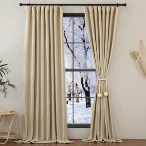 imageNICETOWN Room Darkening Patio Curtains for Sliding Door Hook BeltRod PocketBack Tab Thermal Window Treatment Room Divider Curtains for BedroomLiving Room Angora W100 x L84 1 PanelOatmeal