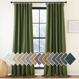 imageNICETOWN Room Darkening Patio Curtains for Sliding Door Hook BeltRod PocketBack Tab Thermal Window Treatment Room Divider Curtains for BedroomLiving Room Angora W100 x L84 1 PanelForest Green