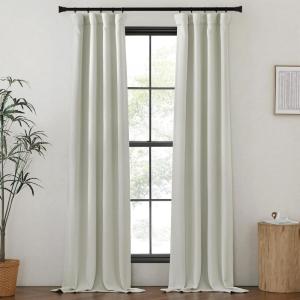 imageNICETOWN Room Darkening Patio Curtains for Sliding Door Hook BeltRod PocketBack Tab Thermal Window Treatment Room Divider Curtains for BedroomLiving Room Angora W100 x L84 1 PanelNatural