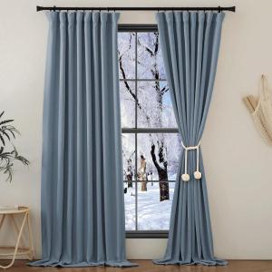 imageNICETOWN Room Darkening Patio Curtains for Sliding Door Hook BeltRod PocketBack Tab Thermal Window Treatment Room Divider Curtains for BedroomLiving Room Angora W100 x L84 1 PanelMist Blue