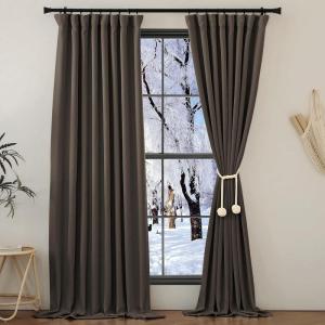 imageNICETOWN Room Darkening Patio Curtains for Sliding Door Hook BeltRod PocketBack Tab Thermal Window Treatment Room Divider Curtains for BedroomLiving Room Angora W100 x L84 1 PanelBrown