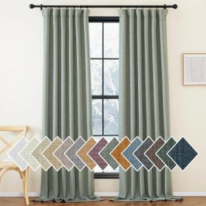 imageNICETOWN Room Darkening Patio Curtains for Sliding Door Hook BeltRod PocketBack Tab Thermal Window Treatment Room Divider Curtains for BedroomLiving Room Angora W100 x L84 1 PanelSage Green