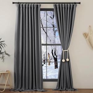 imageNICETOWN Room Darkening Patio Curtains for Sliding Door Hook BeltRod PocketBack Tab Thermal Window Treatment Room Divider Curtains for BedroomLiving Room Angora W100 x L84 1 PanelCharcoal Gray