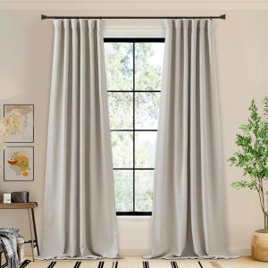 imageNICETOWN Room Darkening Patio Curtains for Sliding Door Hook BeltRod PocketBack Tab Thermal Window Treatment Room Divider Curtains for BedroomLiving Room Angora W100 x L84 1 PanelAngora