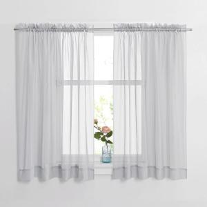 imageNICETOWN Sheer Curtains 84 inches Length for Living Room Rod Pocket Voile Texture Sheer Window Treatment for PatioGlass Door 60quot Wide Each Panel 2 PanelsLight Grey