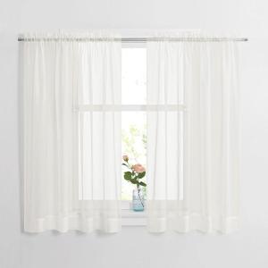 imageNICETOWN Sheer Curtains 84 inches Length for Living Room Rod Pocket Voile Texture Sheer Window Treatment for PatioGlass Door 60quot Wide Each Panel 2 PanelsBeige