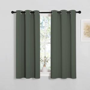 imageNICETOWN Sleek Blackout Curtains 48 inches Length for Small Windows Dark Mallard Noise Reducing and Block Draft Panels for Door Doorway Laundry Office Luxury Decor Theme 2 Panels W34 x L48 Inch