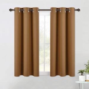 imageNICETOWN Sleek Blackout Curtains 54 inches Length for Small Windows Noise Reducing and Block Draft Panels for Door Doorway Laundry Office Luxury Decor Theme 2 Panels Gold Brown W42 x L54 Inch