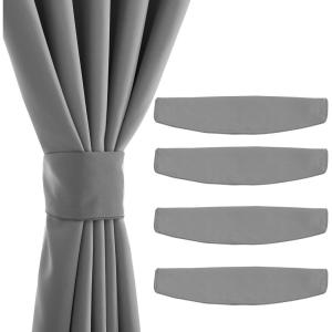 imageNICETOWN Strong Magnetic Curtain Tiebacks  Modern Simple Style Curtain Ties Backs Holdbacks Holders for IndoorOutdoor Curtains White 185 X 4 Inches Set of 4Silver Grey