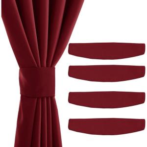 imageNICETOWN Strong Magnetic Curtain Tiebacks  Modern Simple Style Curtain Ties Backs Holdbacks Holders for IndoorOutdoor Curtains White 185 X 4 Inches Set of 4Burgundy Red