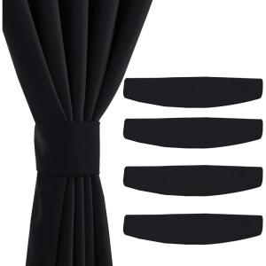 imageNICETOWN Strong Magnetic Curtain Tiebacks  Modern Simple Style Curtain Ties Backs Holdbacks Holders for IndoorOutdoor Curtains White 185 X 4 Inches Set of 4Black