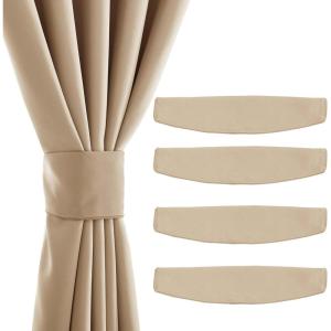 imageNICETOWN Strong Magnetic Curtain Tiebacks  Modern Simple Style Curtain Ties Backs Holdbacks Holders for IndoorOutdoor Curtains White 185 X 4 Inches Set of 4Beige