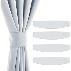 imageNICETOWN Strong Magnetic Curtain Tiebacks  Modern Simple Style Curtain Ties Backs Holdbacks Holders for IndoorOutdoor Curtains White 185 X 4 Inches Set of 4Greyish White