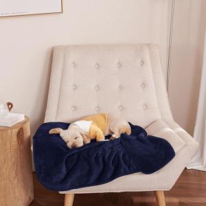 imageNICETOWN Waterproof Dog Blanket Bed Cover Sherpla Fleece Cozy Plush Bed Large Dog Blanket for Couch Sofa Floor Protecting Pet Day for Present 50quot W x 60quot L Light GreyNavy