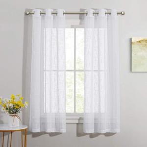 imageNICETOWN White Sheer Linen Curtains for Windows 84 inch Length Grommet Top Semi Sheer Vertical Drapes Privacy with Light Filter for BedroomLiving RoomSliding Door 52 inch Wide 2 PCsWhite