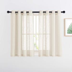 imageNICETOWN White Sheer Linen Curtains for Windows 84 inch Length Grommet Top Semi Sheer Vertical Drapes Privacy with Light Filter for BedroomLiving RoomSliding Door 52 inch Wide 2 PCsBeige