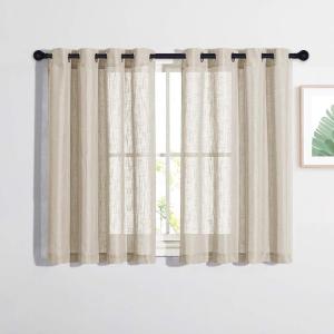 imageNICETOWN White Sheer Linen Curtains for Windows 84 inch Length Grommet Top Semi Sheer Vertical Drapes Privacy with Light Filter for BedroomLiving RoomSliding Door 52 inch Wide 2 PCsTaupe