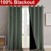imageNICETOWN Dark Mallard 100 Blackout Curtains for Windows Super HeavyDuty Black Lined Total Darkness Drapes for Bedroom Privacy Assured Window Treatment for Patio 2 PCs 52 inches W x 108 inches L