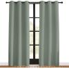 imageNICETOWN Window Curtain Panels Greyish Green 1 Pair 42 by 80inch Thermal Insulated Solid Grommet Blackout DraperiesDrapes for Basement