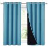 imageNICETOWN 100 Blackout Curtains with Black Liners Thermal Insulated Full Blackout 2Layer Lined Drapes Energy Efficiency Window Draperies for Boys Room Teal Blue 2 Panels 52inch W by 54inch L