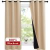 imageNICETOWN Bedroom Full Blackout Curtain Panels Set of 2 Pcs 37 by 60inch Biscotti Beige Super Thick Insulated Grommet Drapes DoubleLayer Blackout Draperies with Black Liner for Small Window