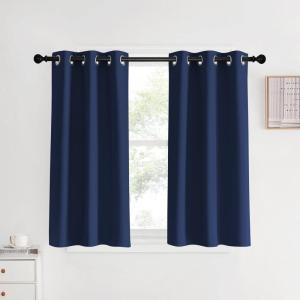 imageNICETOWN Blackout Curtains ampamp Drapes for Kitchen Navy 1 Pair 34 x 40 Inch Thermal Insulated Solid Grommet Top Blackout PanelsDraperies for BedroomLiving Room