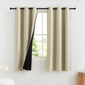 imageNICETOWN Grommet Blackout Curtains for Living Room Bedroom Window Panels Thermal Insulated Soundproof Sliding Door Curtains for Patio Glass Door W52 x L95 Inch 2 Panels Dark MallardCream