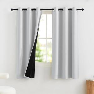 imageNICETOWN Grommet Blackout Curtains for Living Room Bedroom Window Panels Thermal Insulated Soundproof Sliding Door Curtains for Patio Glass Door W52 x L95 Inch 2 Panels Dark MallardGreyish White