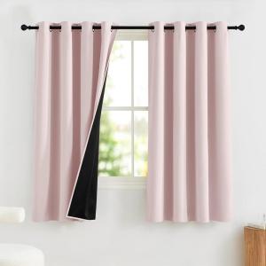imageNICETOWN Grommet Blackout Curtains for Living Room Bedroom Window Panels Thermal Insulated Soundproof Sliding Door Curtains for Patio Glass Door W52 x L95 Inch 2 Panels Dark MallardPink
