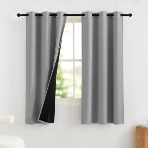 imageNICETOWN Grommet Blackout Curtains for Living Room Bedroom Window Panels Thermal Insulated Soundproof Sliding Door Curtains for Patio Glass Door W52 x L95 Inch 2 Panels Dark MallardSilver Grey