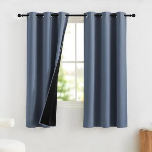 imageNICETOWN Grommet Blackout Curtains for Living Room Bedroom Window Panels Thermal Insulated Soundproof Sliding Door Curtains for Patio Glass Door W52 x L95 Inch 2 Panels Dark MallardStone Blue