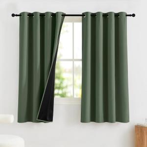 imageNICETOWN Grommet Blackout Curtains for Living Room Bedroom Window Panels Thermal Insulated Soundproof Sliding Door Curtains for Patio Glass Door W52 x L95 Inch 2 Panels Dark MallardGreyish Green