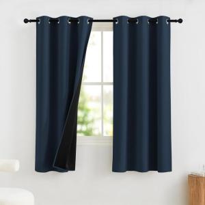 imageNICETOWN Grommet Blackout Curtains for Living Room Bedroom Window Panels Thermal Insulated Soundproof Sliding Door Curtains for Patio Glass Door W52 x L95 Inch 2 Panels Dark MallardNavy